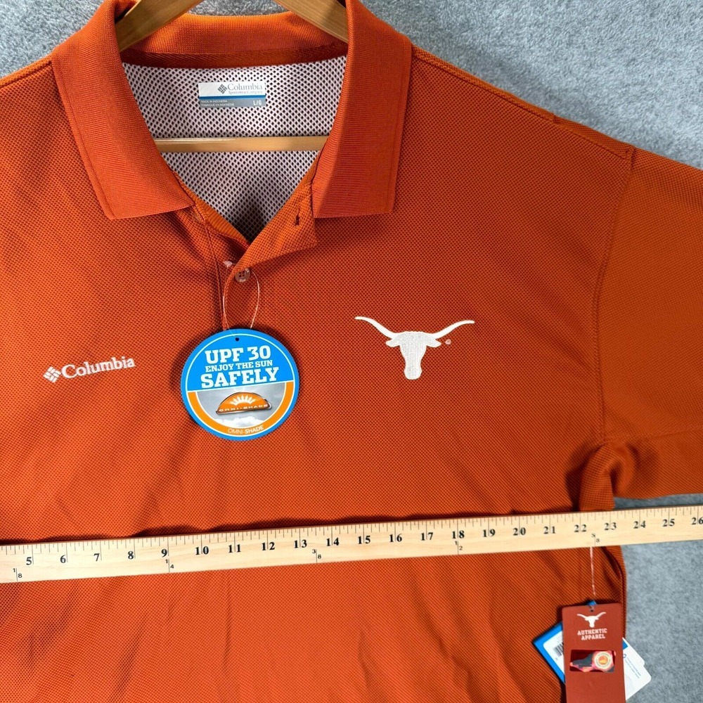 Columbia PFG Texas Longhorns Perfect Cast Polo Shirt Men Large Orange Mesh Lined - Picture 5 of 12